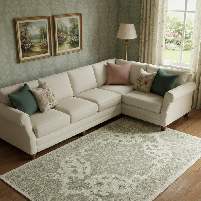 10' X 14' Wool Medallion Hand Tufted Area Rug (712734) - Sea Green / Gray