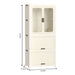 Cream white Giga portable wardrobe closet with magnetic doors, hanging rod, and storage compartments in a compact design.