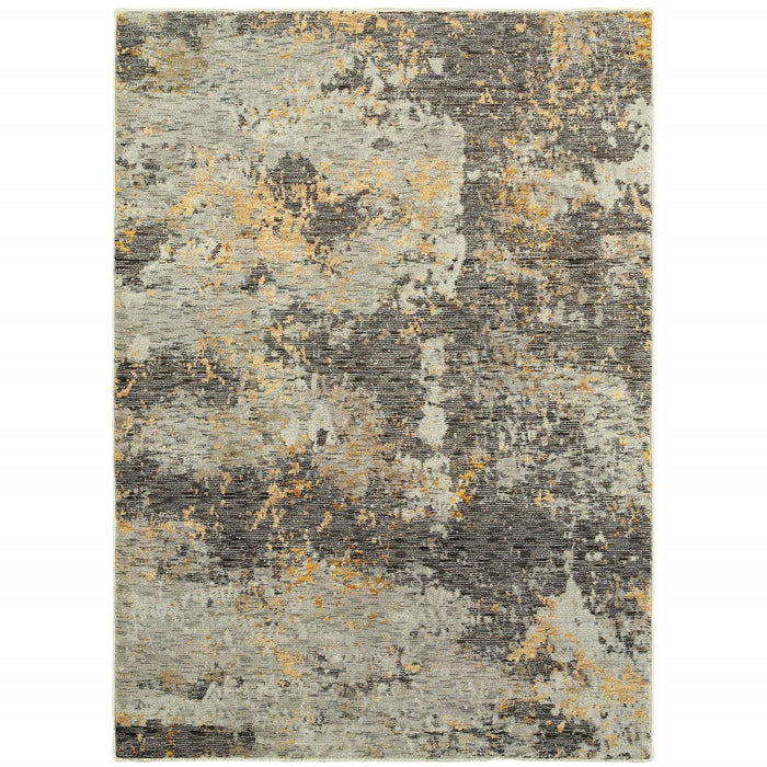 10' x 13.1' Abstract Power Loom Area Rug - Ivory And Gray
