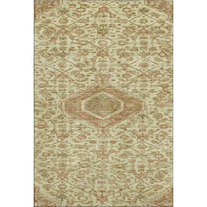 10' X 14' Floral Washable Area Rug With UV Protection (691782) - Beige / Rust / Artichoke Green