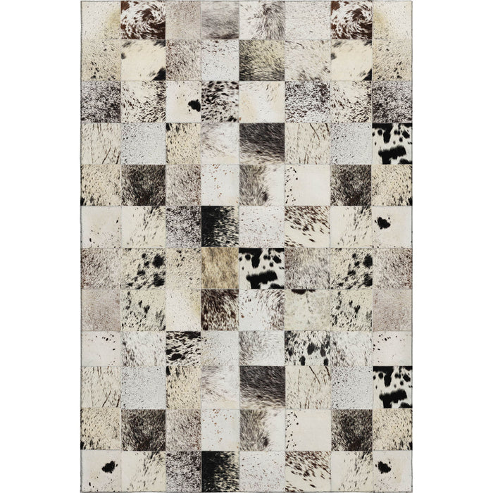 8' X 10' Patchwork Washable Area Rug With UV Protection (644734) - Granite Gray / Ivory / Black