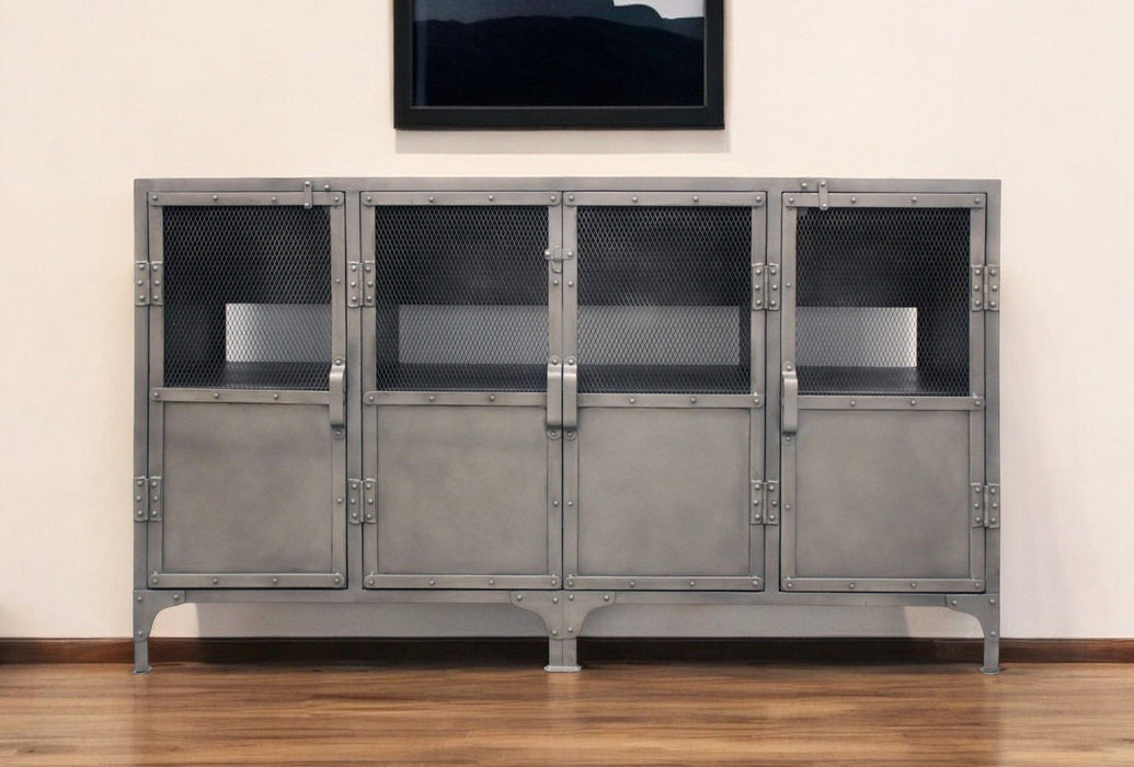 61" Metal Enclosed Storage TV Stand - Gray