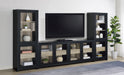 Black Denison 3-piece entertainment center with a 79-inch TV stand and storage shelves by CoasterEveryday