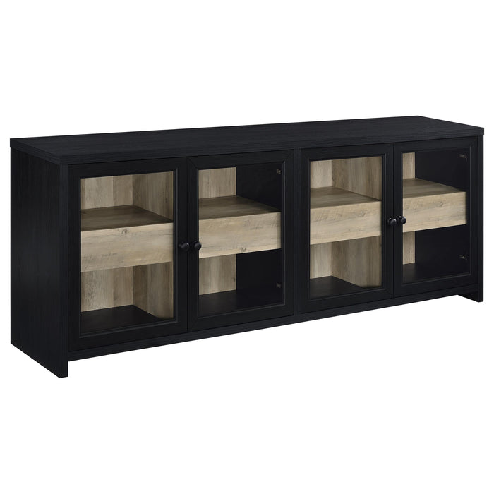 CoasterEveryday Denison 3-piece black entertainment center with 79-inch TV stand, modern furniture for living room or media setup.