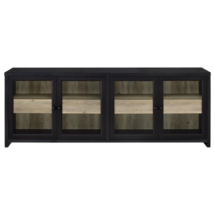Denison 3-piece black entertainment center with 79-inch TV stand and storage compartments, modern furniture by CoasterEveryday.