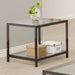 CoasterEssence Trini black nickel side end table with glass top and one shelf