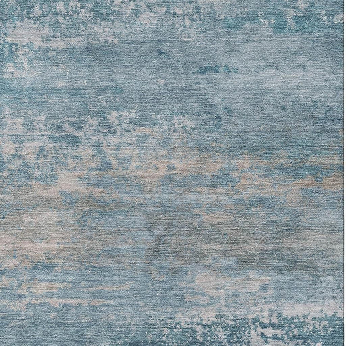 10' X 14' Abstract Washable Area Rug With UV Protection (717116) - Sky Blue / Gray