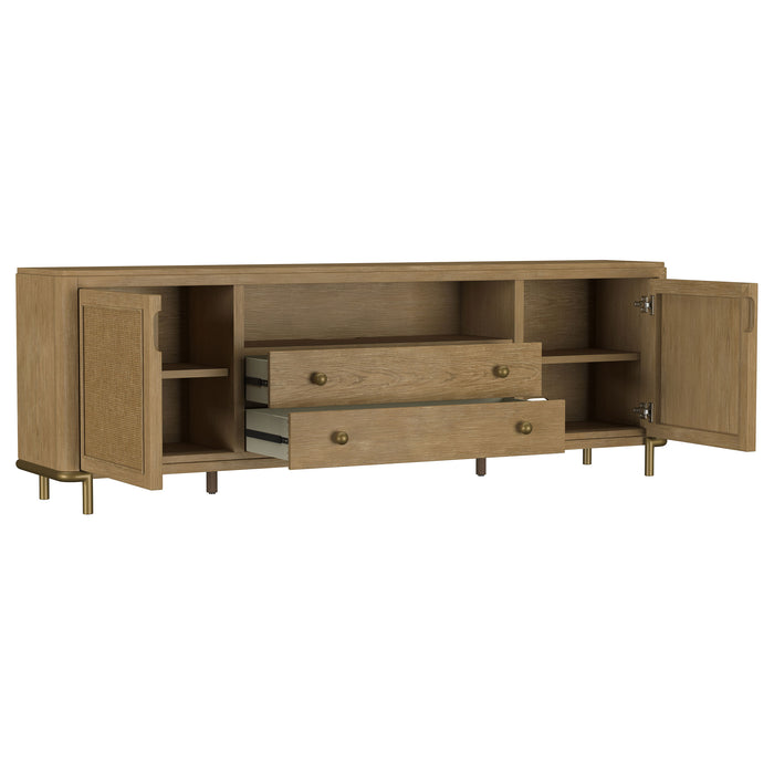 Arini Rattan Cane 2-Door TV Stand Media Console in Sand Wash by CoasterEveryday