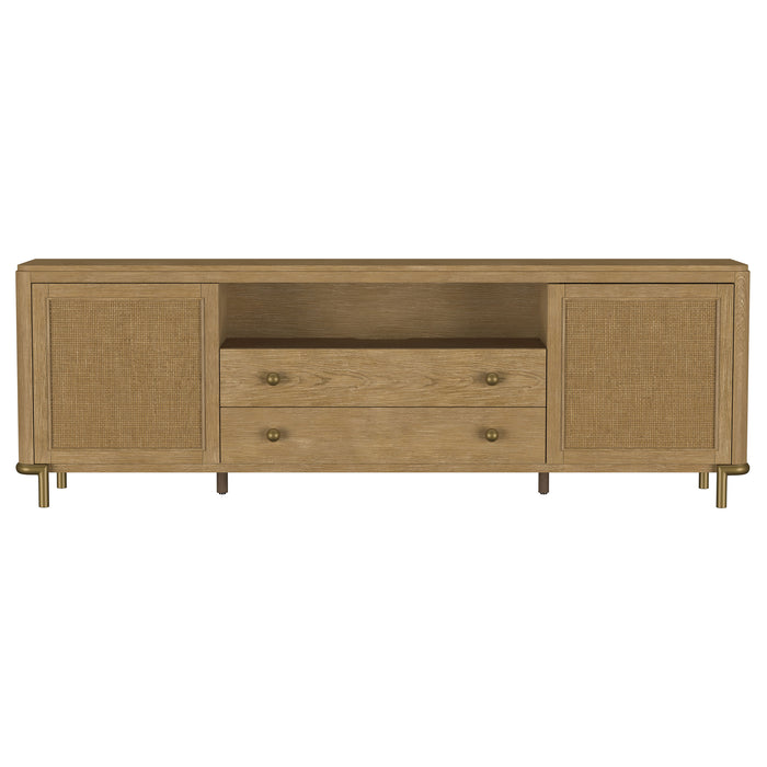 Arini Rattan Cane 2-door TV Stand Media Console in sand wash by CoasterEveryday