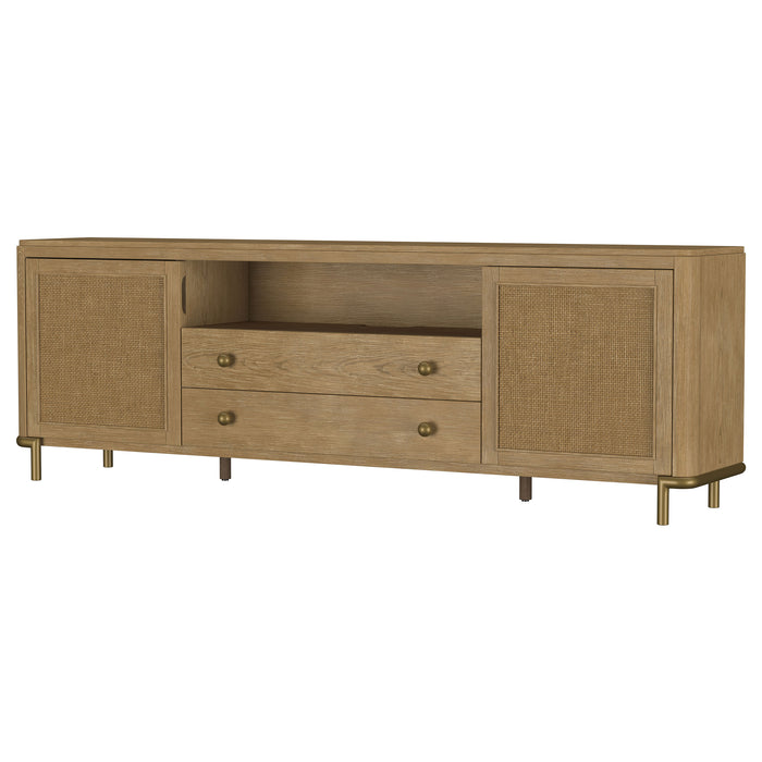 Arini Rattan Cane 2-Door TV Stand Media Console in Sand Wash by CoasterEveryday
