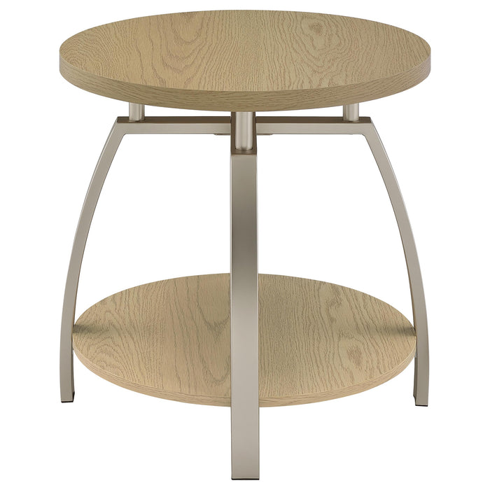 Dacre 2-piece Round Coffee and End Table Set Greige