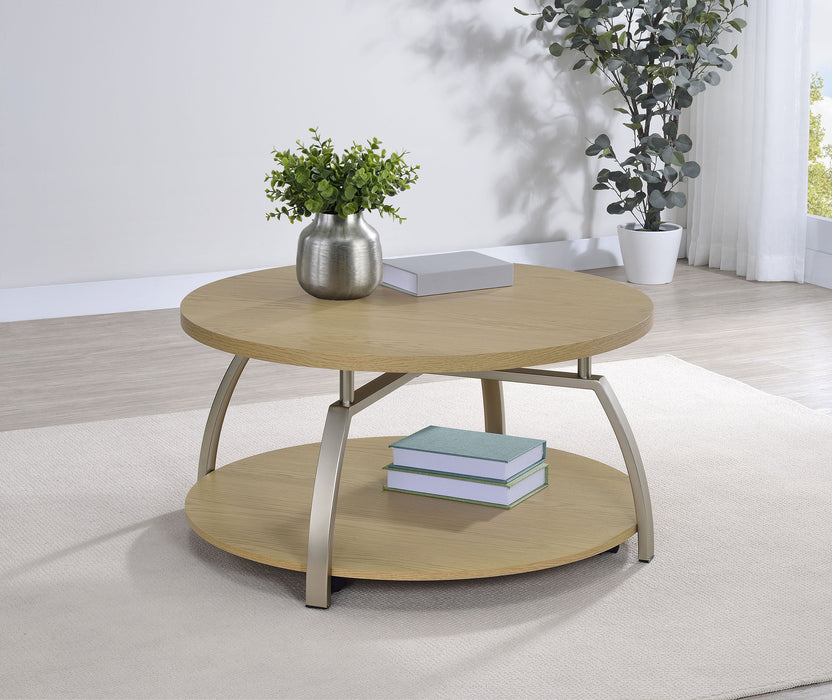 Dacre Round Engineered Wood Top Coffee Table Greige