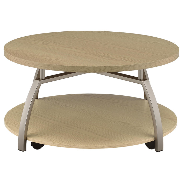 Dacre Round Engineered Wood Top Coffee Table Greige