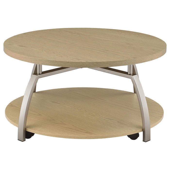 Dacre Round Engineered Wood Top Coffee Table Greige