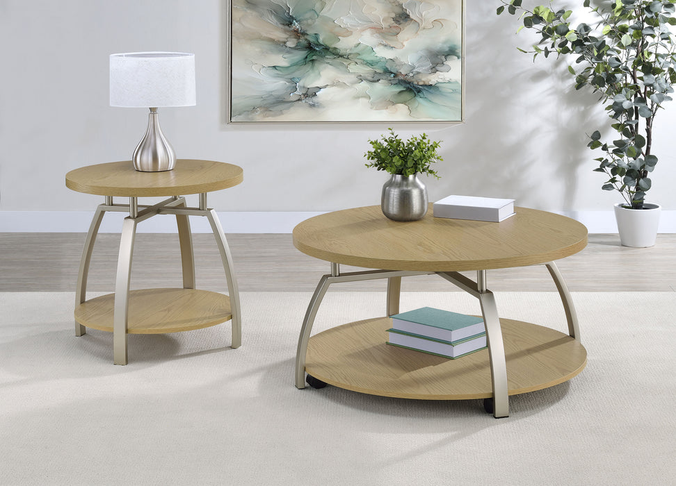 Dacre Round Engineered Wood Top Coffee Table Greige