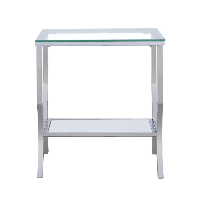 CoasterEssence square glass top side end table with chrome frame