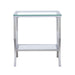 CoasterEssence square glass top side end table with chrome frame