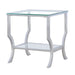 CoasterEssence Saide square glass top side end table with chrome finish