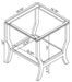 CoasterEssence Saide square glass top side end table with sleek chrome frame