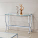 Saide rectangular glass top entryway console table in chrome by CoasterEssence