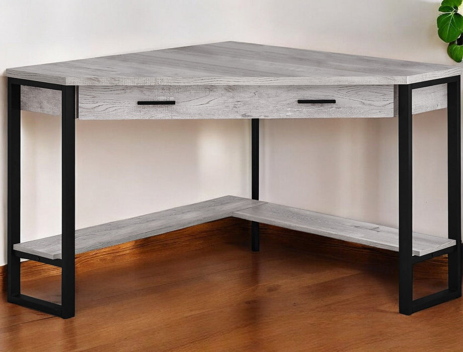 42" Corner Computer Desk - Gray And Black