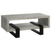 CoasterEssence Dinard grey driftwood engineered wood cocktail coffee table