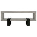 CoasterEssence grey driftwood engineered wood cocktail coffee table with spacious tabletop and lower shelf