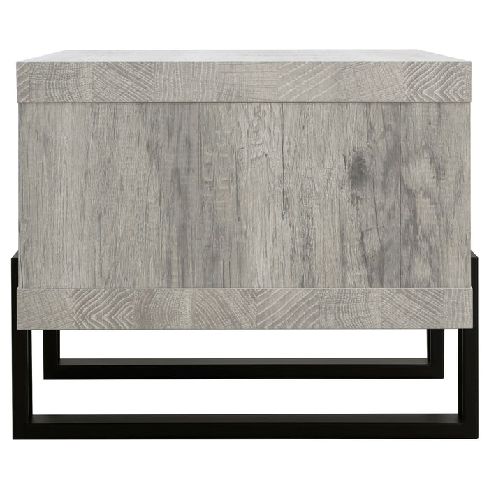 CoasterEssence Dinard engineered wood cocktail coffee table in grey driftwood finish