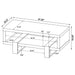 CoasterEssence Dinard grey driftwood engineered wood cocktail coffee table with a modern rectangular design
