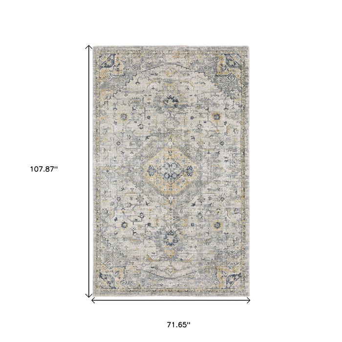 6' X 9' Medallion Hand Tufted Area Rug - Gray / Gold