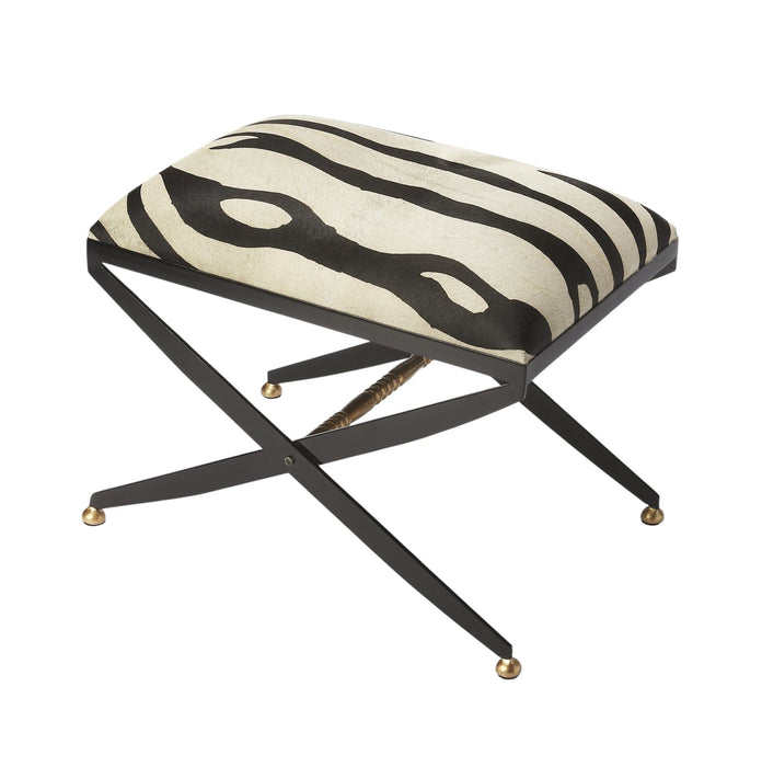 Cotton Blend And Black Ottoman - Black / White