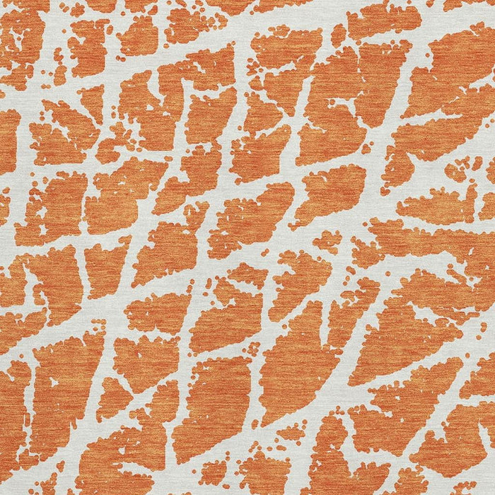8' X 10' Abstract Washable Area Rug With UV Protection (646564) - Orange / Ivory