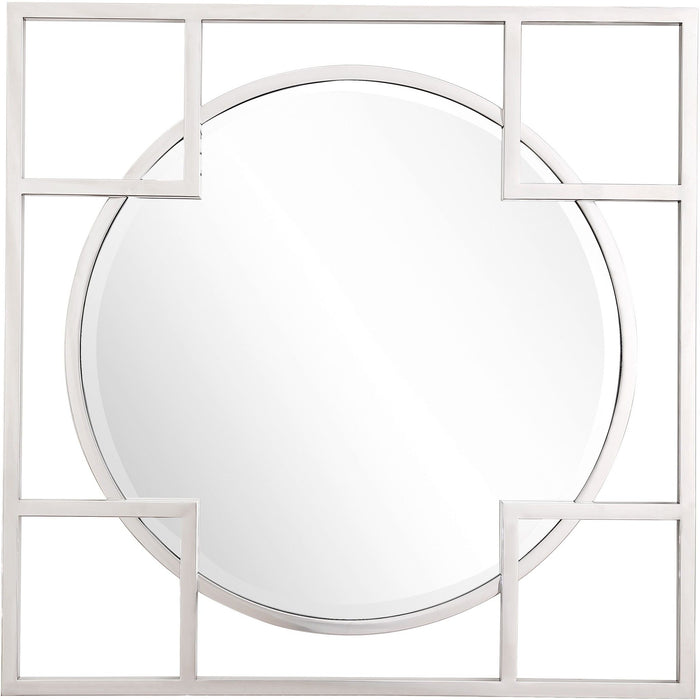 33" Square Metal Framed Accent Mirror - Silver