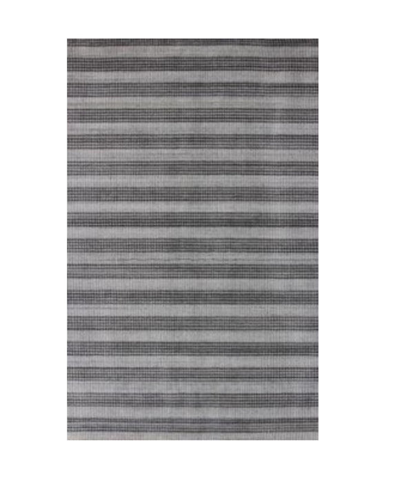 5' x 10' Striped Hand Loomed Area Rug - Black And Gray