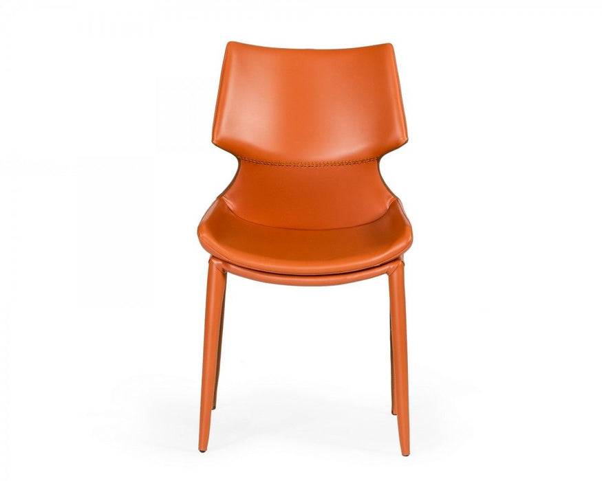 Cognac Faux Leather Wrapped Dining Chairs (Set of 2) - Terra Cotta
