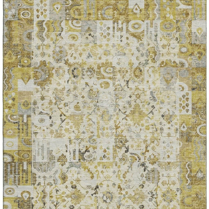 10' X 14' Patchwork Washable Area Rug With UV Protection (717767) - Gold / Ivory