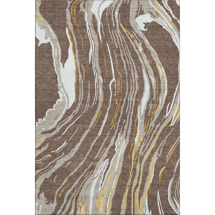 10' X 14' Abstract Washable Area Rug With UV Protection (681371) - Brown / Ivory / Taupe