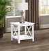 CoasterEveryday Skyview square white pine wood side end table with lower shelf