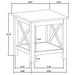 CoasterEveryday Skyview square white pine wood side end table with lower shelf
