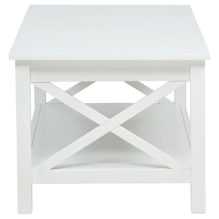 CoasterEveryday Skyview 44-inch white rectangular lift-top coffee table with storage compartment