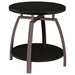 CoasterEssence Dacre round side end table with dark charcoal engineered wood top