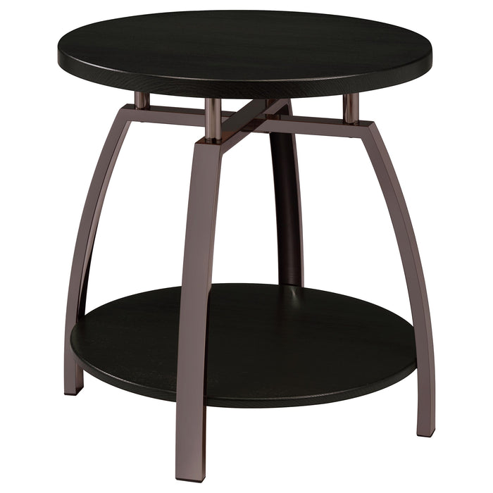 Dacre 3-piece Round Coffee and End Table Set Dark Charcoal