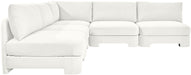 Meridian Furniture Hammond velvet performance fabric 5-piece armless sectional sofa in a stationary design, showcasing plush upholstery.