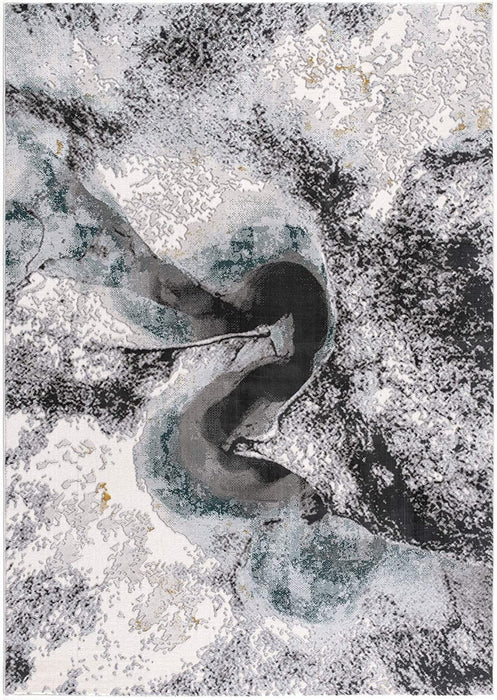7.7' x 10.7' Abstract Power Loom Polyester Area Rug - Gray