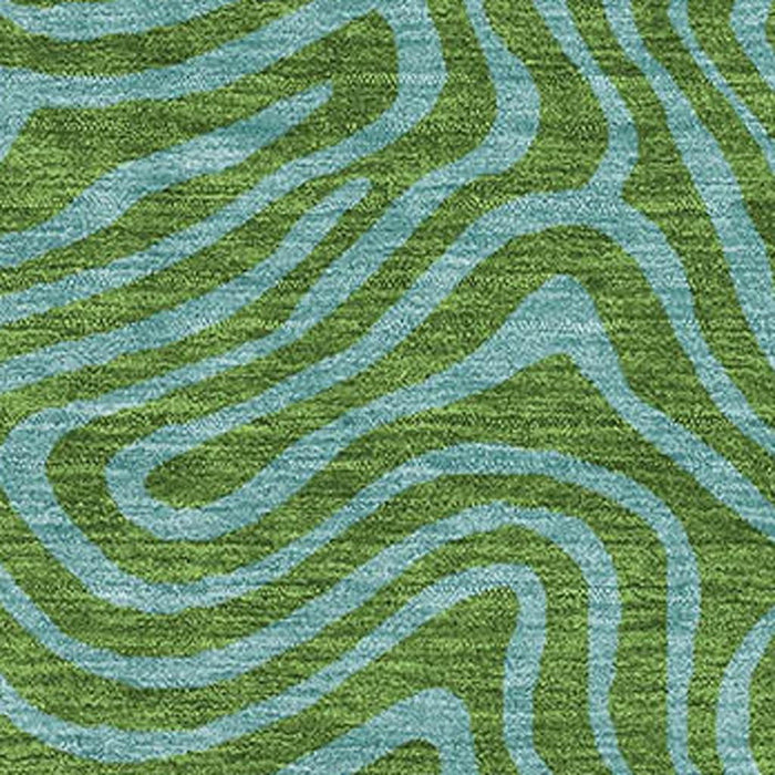 10' X 14' Abstract Washable Area Rug With UV Protection (680951) - Green / Sky Blue