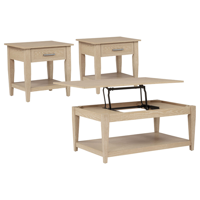 Lindenton 3-piece Wood Lift-Top Coffee and End Table Set Blonde