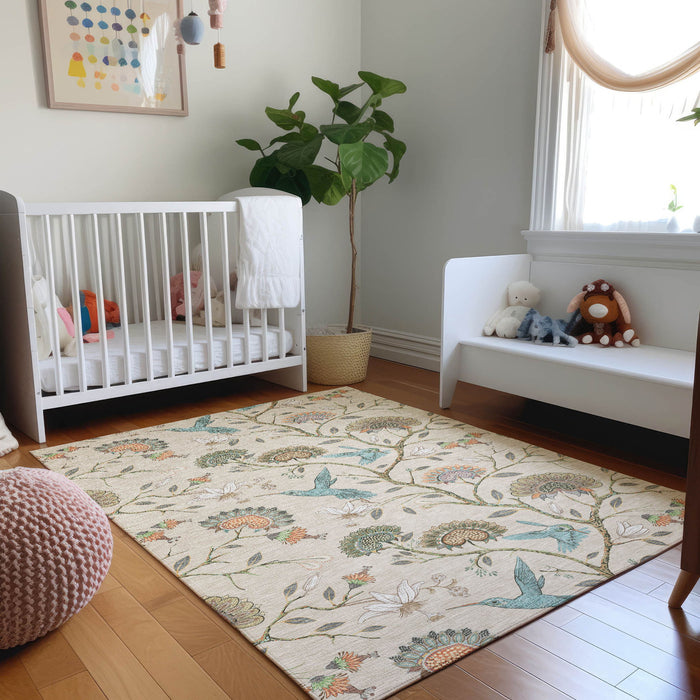 10' X 14' Cottage Geometric Washable Area Rug With UV Protection - Beige