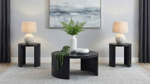 CoasterEveryday Sweeney 3-piece black coffee and end occasional table set