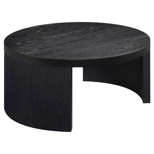 CoasterEveryday Sweeney 39-inch round black wood occasional cocktail coffee table