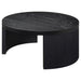 CoasterEveryday Sweeney 39-inch round black wood occasional cocktail coffee table